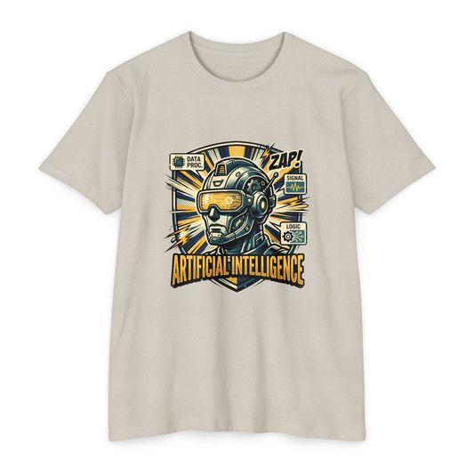 AI Robotics Graphic T-Shirt — "Artificial Intelligence" Retro Helmet Design
