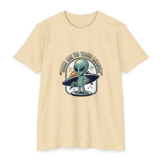 Alien Surfer T-Shirt — "Take Me to Your Leader" Graphic Tee