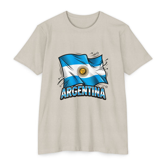Argentina Flag Waving Graphic T-Shirt