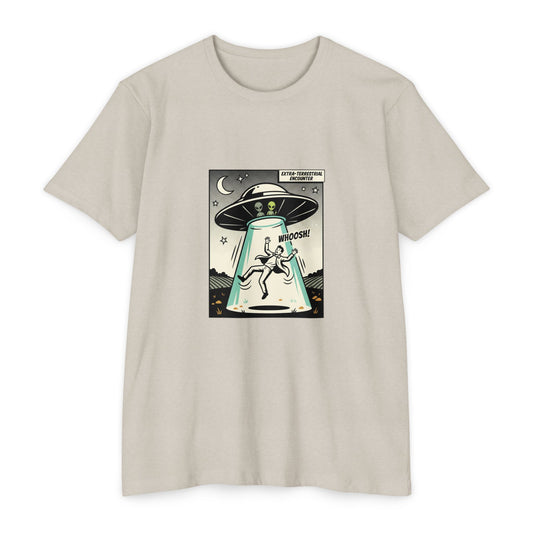 Alien Abduction Graphic Tee — Retro UFO Comic Design