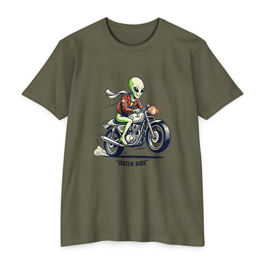 Alien Motorcyclist "Outer Ride" T-Shirt