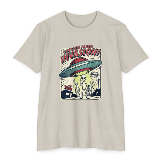 Alien Invasion Vintage UFO Sci‑Fi T-Shirt