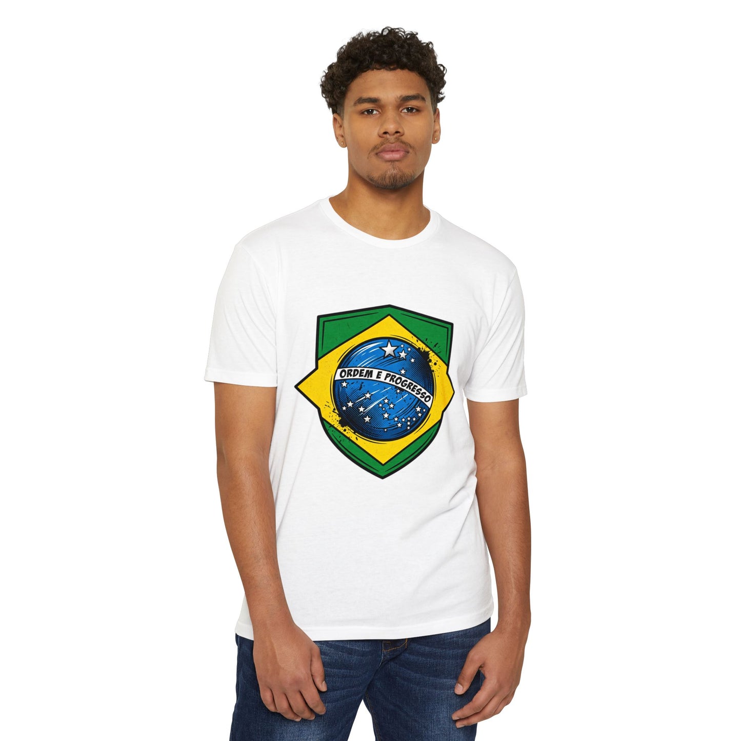 Brazil Flag Crest T-Shirt — Brazilian Soccer/Patriot Pride Tee