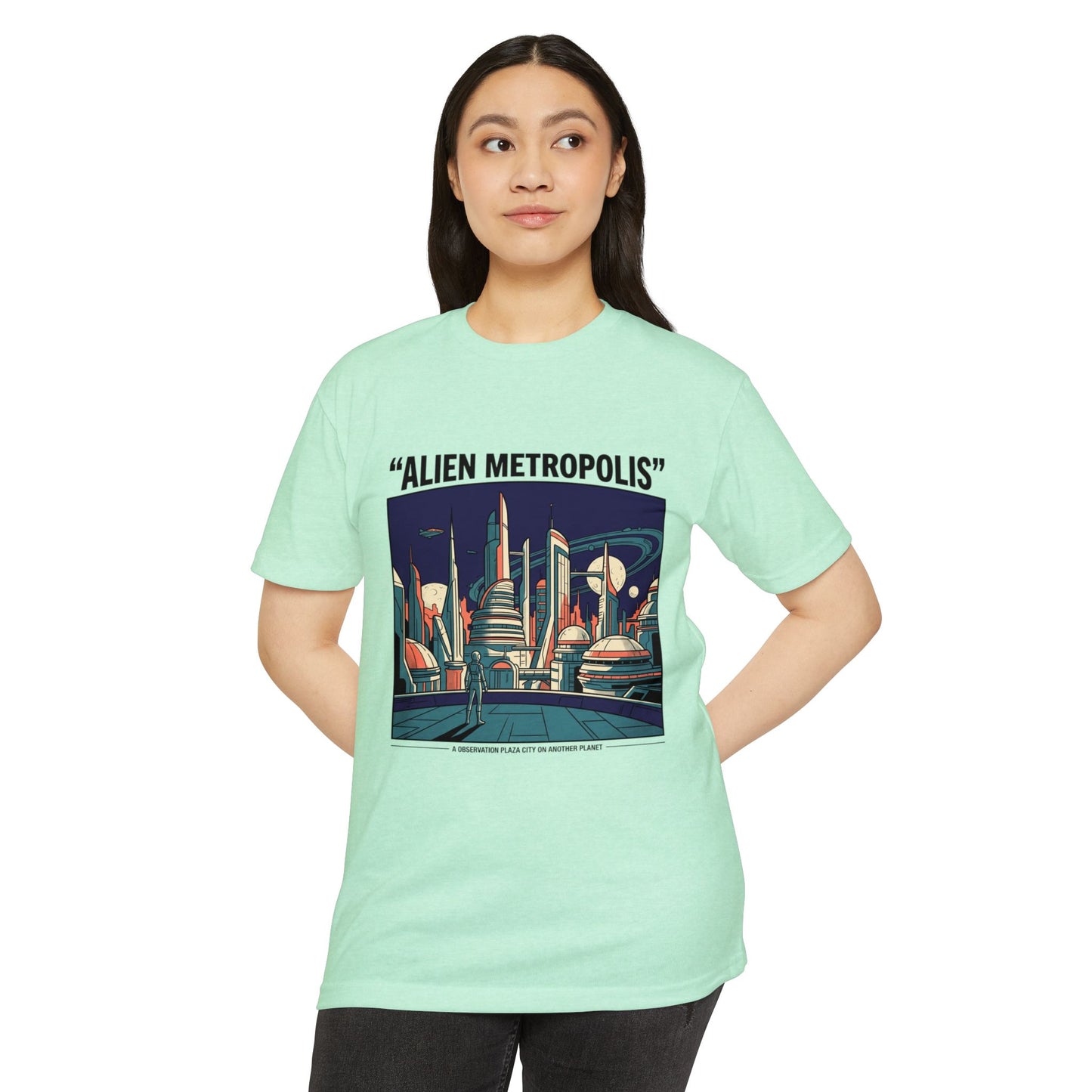 Alien Metropolis Retro Futuristic Sci‑Fi City T-Shirt