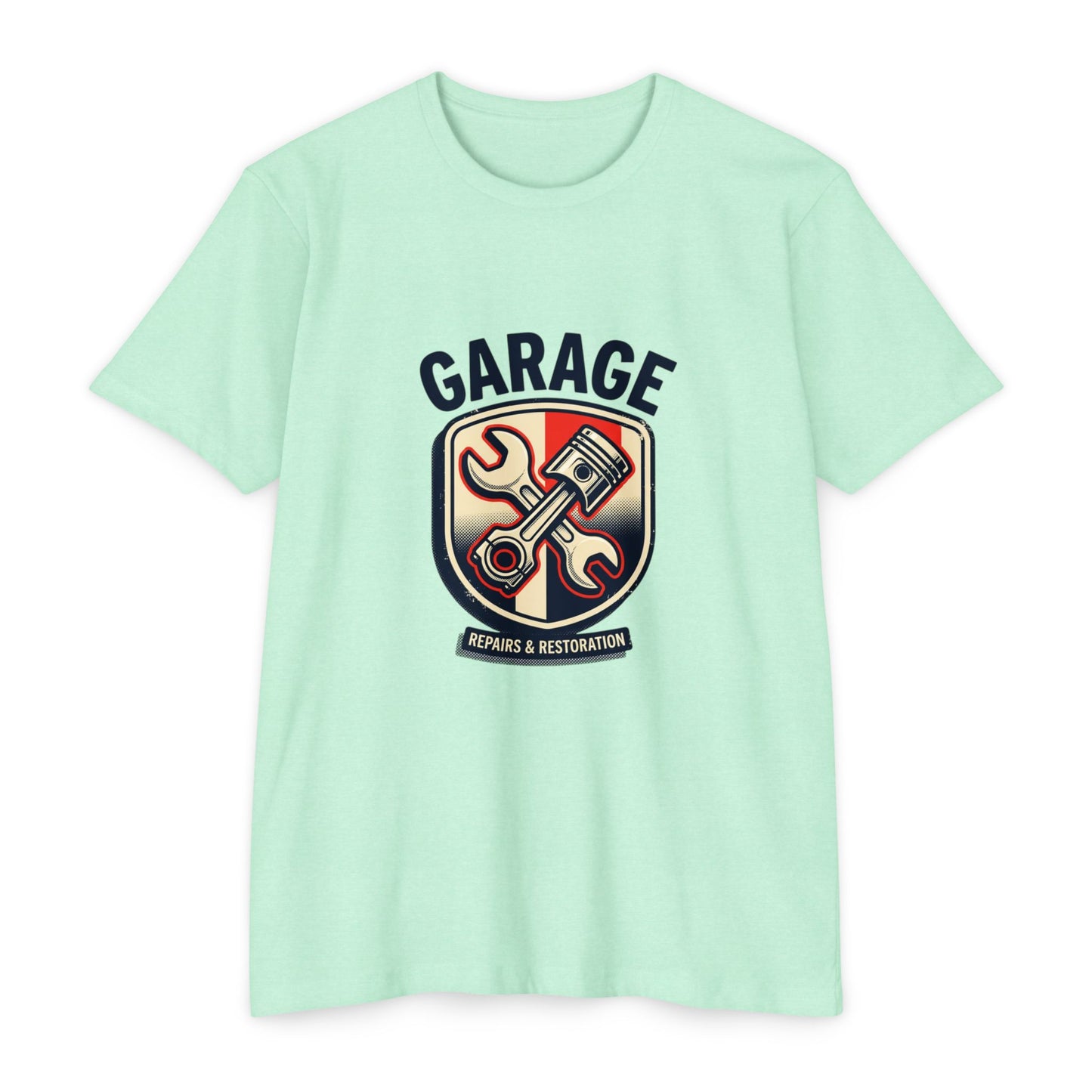 Garage Repairs & Restoration T-Shirt — Mechanic Tools Crest Tee
