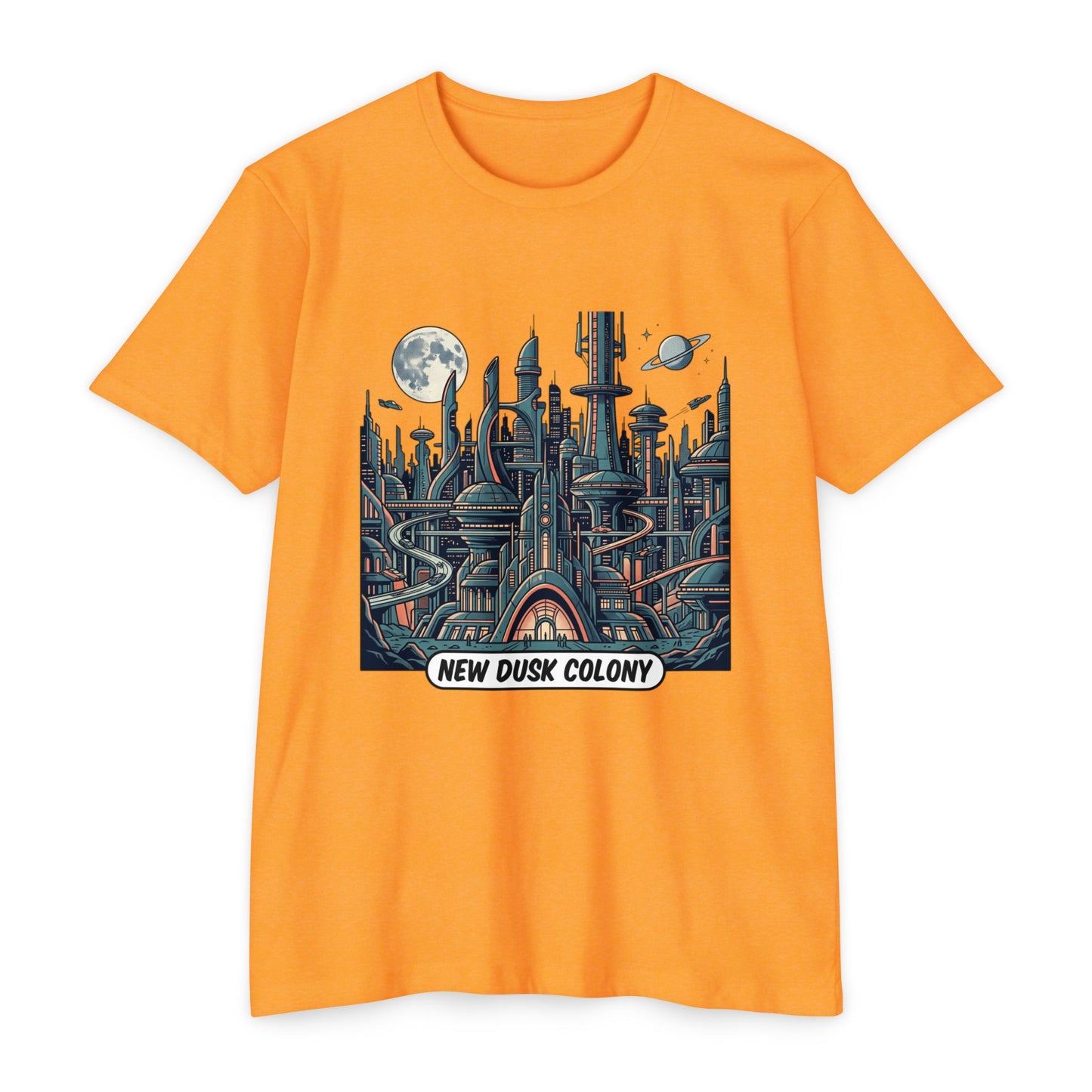 Retro Futuristic Cityscape T-Shirt — New Dusk Colony Tee