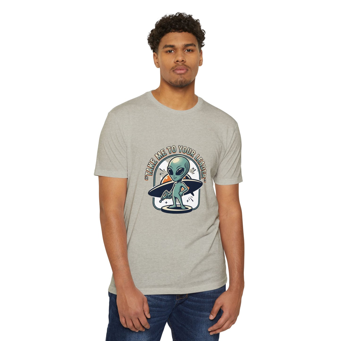 Alien Surfer T-Shirt — "Take Me to Your Leader" Graphic Tee