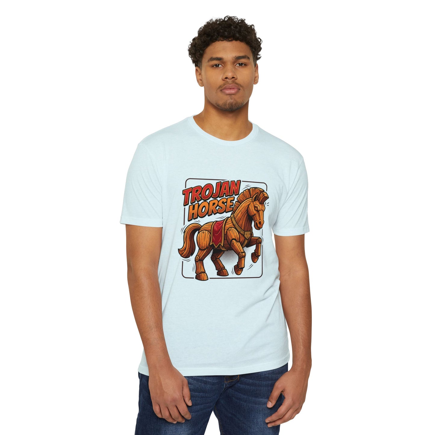 Trojan Horse Graphic Tee - Vintage Wooden Horse Illustration T-Shirt