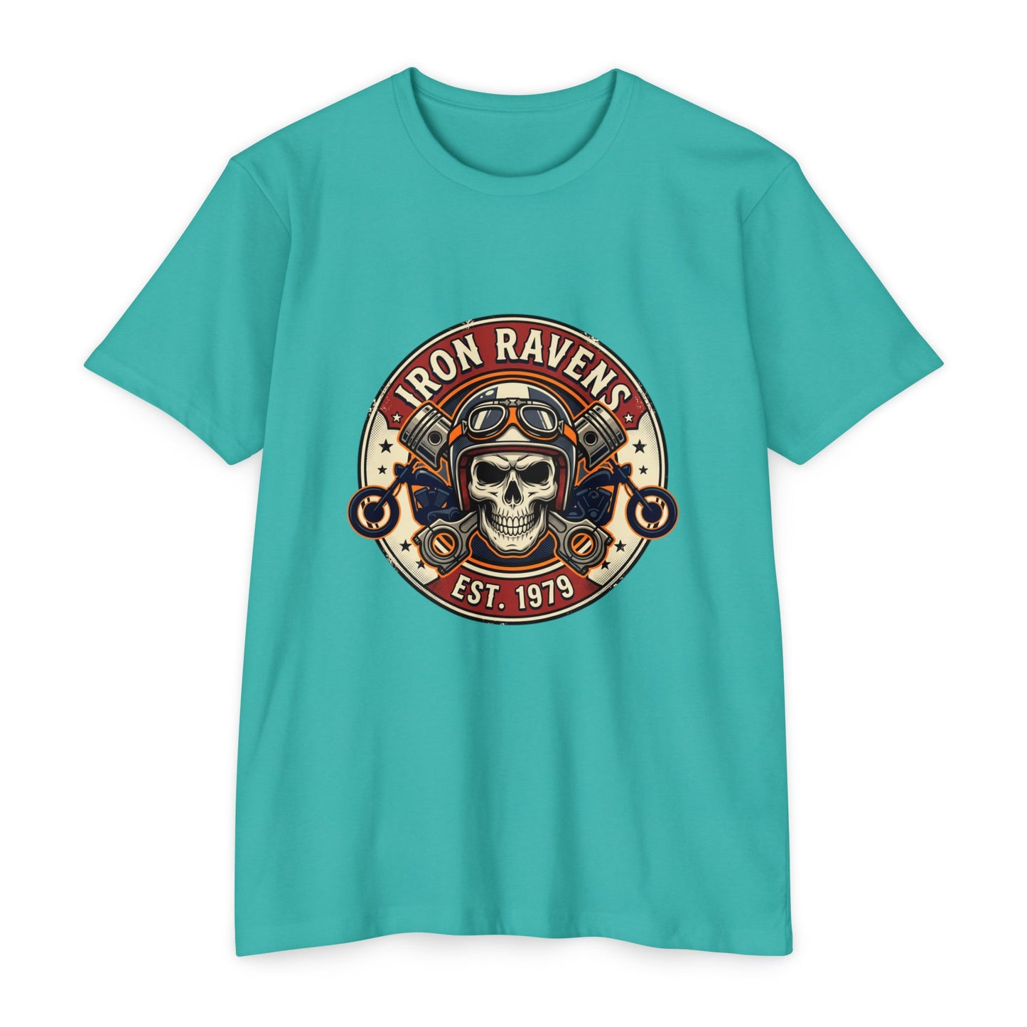Iron Ravens Skull Motorcycle T-Shirt — Vintage Biker Graphic Tee (Est. 1979)