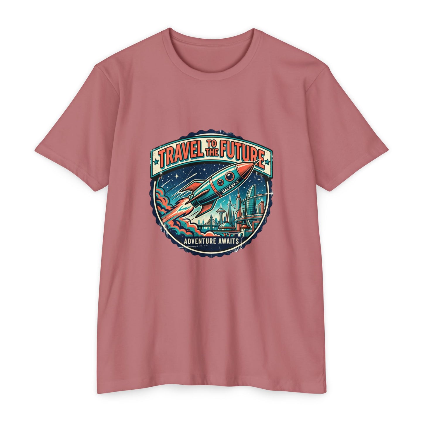 Travel the Future Rocket T-Shirt — Adventure Awaits Vintage Space Tee