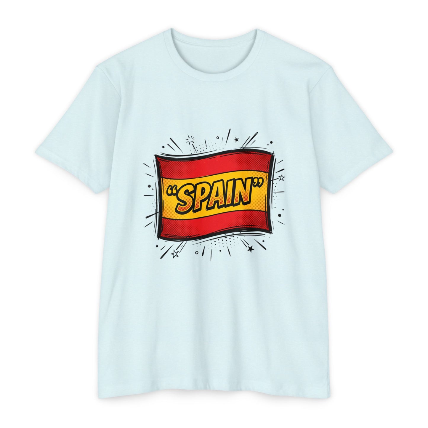 Spain Retro Comic Flag T-Shirt — 'SPAIN' Graphic Tee