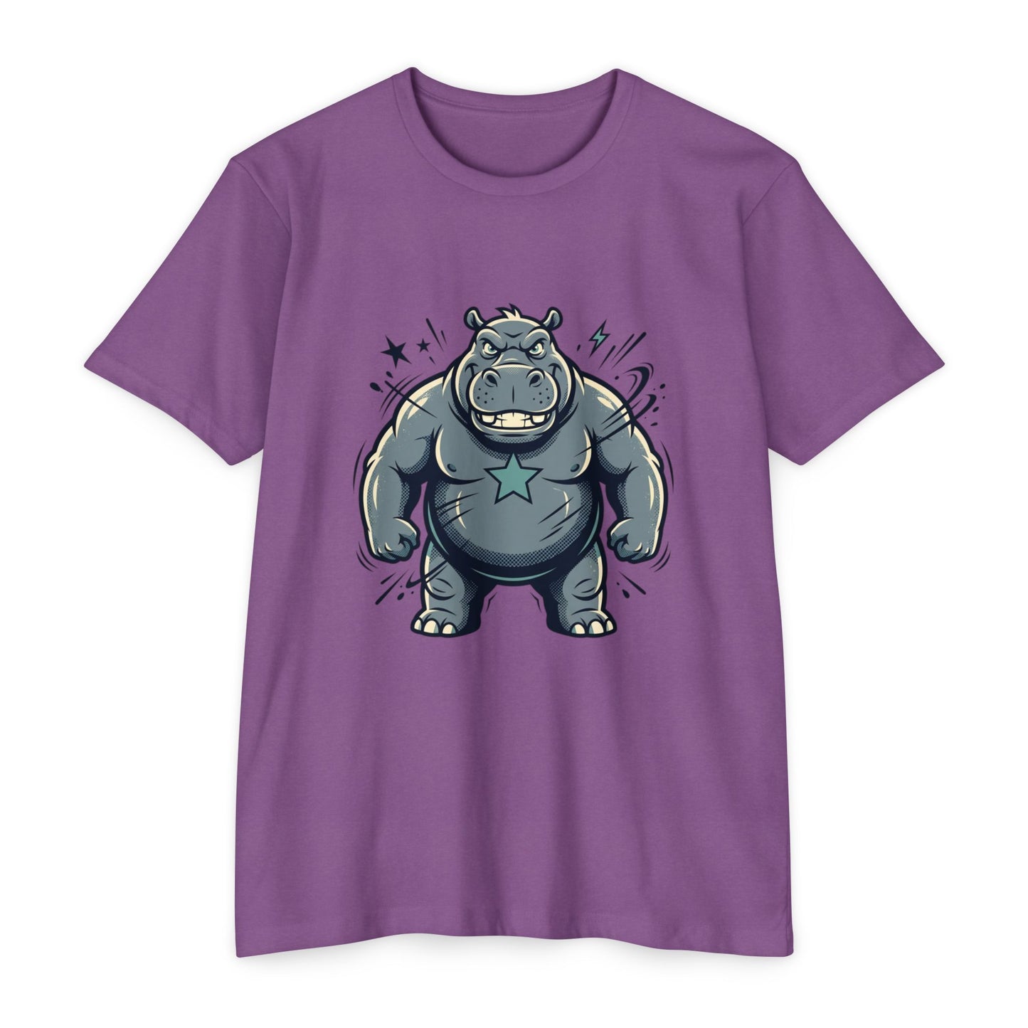 Camiseta Gráfica Hipopótamo Poderoso — Camiseta com Ilustração Fofa de Hipopótamo Forte