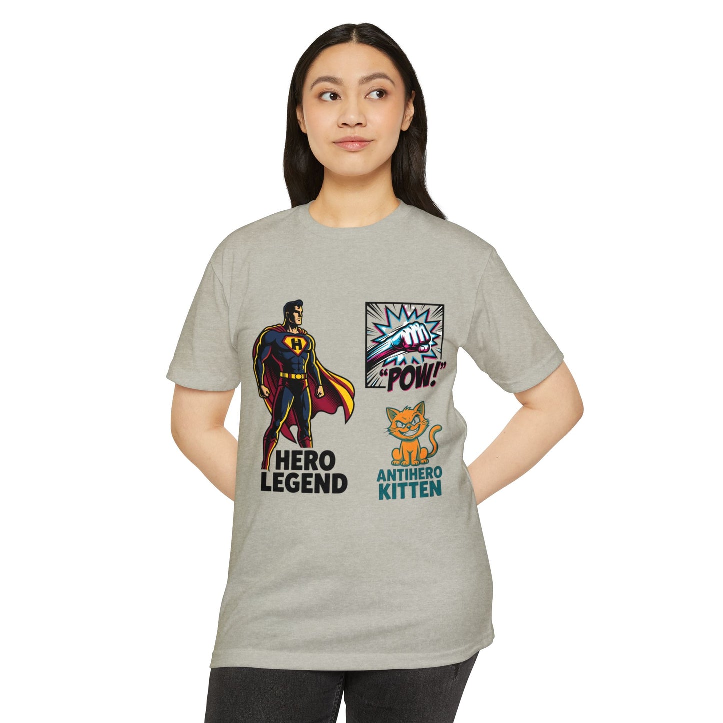 Hero Legend vs Antihero Kitten T-Shirt — Funny Comic Superhero Tee