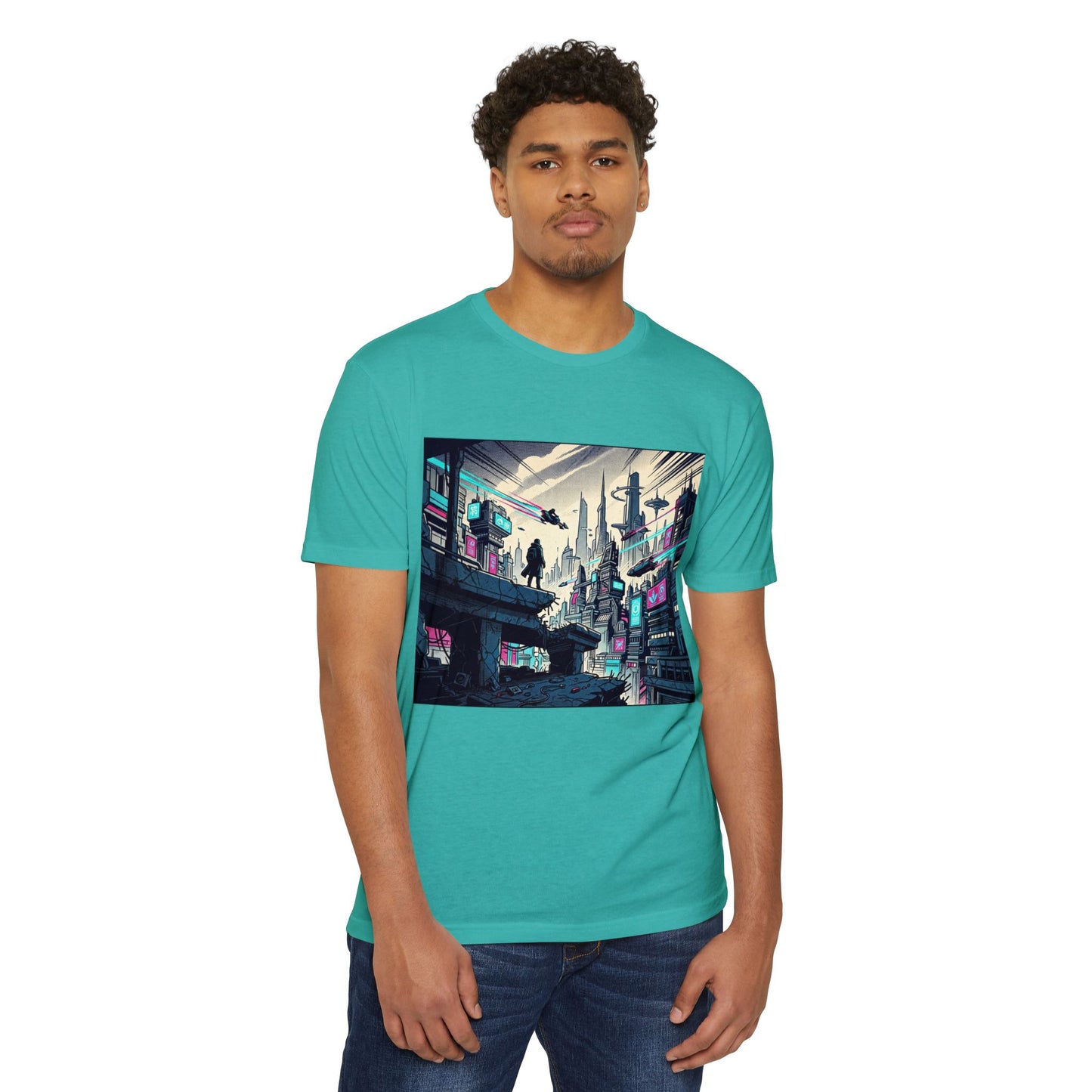 Cyberpunk Cityscape T-Shirt — Neon Futuristic Streetwear