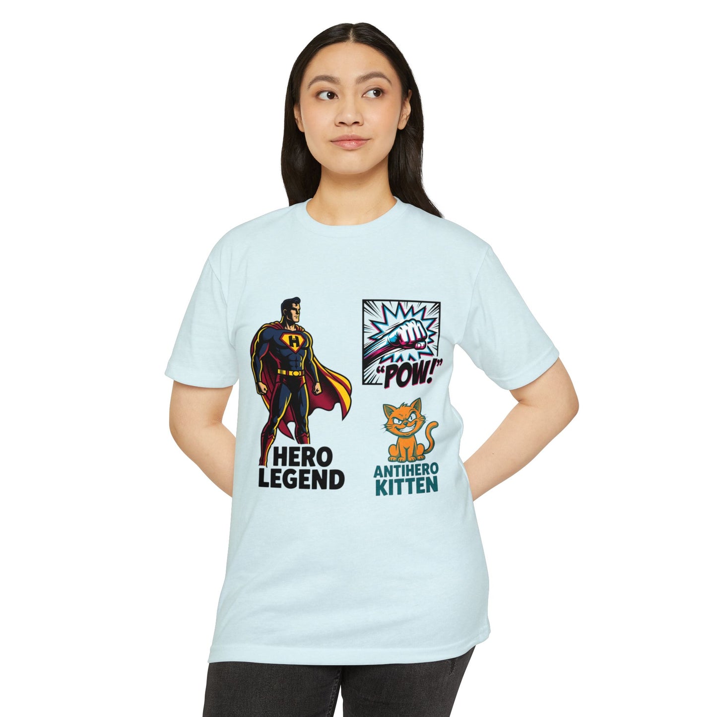 Hero Legend vs Antihero Kitten T-Shirt — Funny Comic Superhero Tee