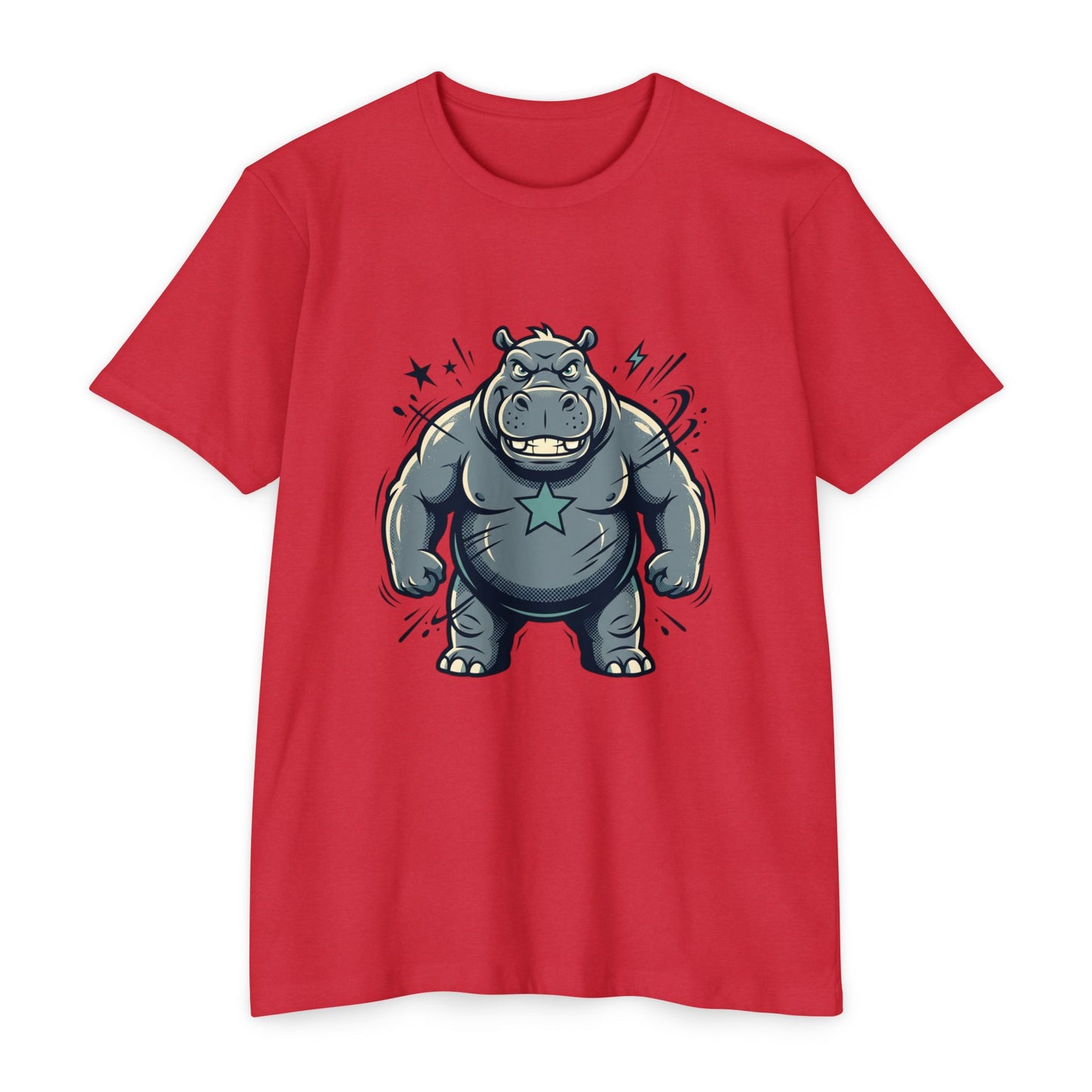 Camiseta Gráfica Hipopótamo Poderoso — Camiseta com Ilustração Fofa de Hipopótamo Forte