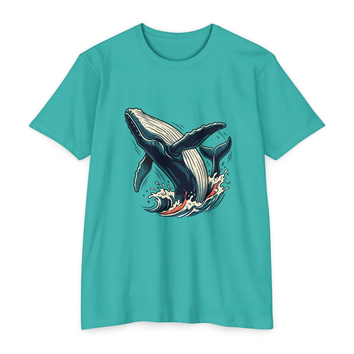 Whale Wave Graphic T-Shirt — Ocean Humpback Illustration Tee