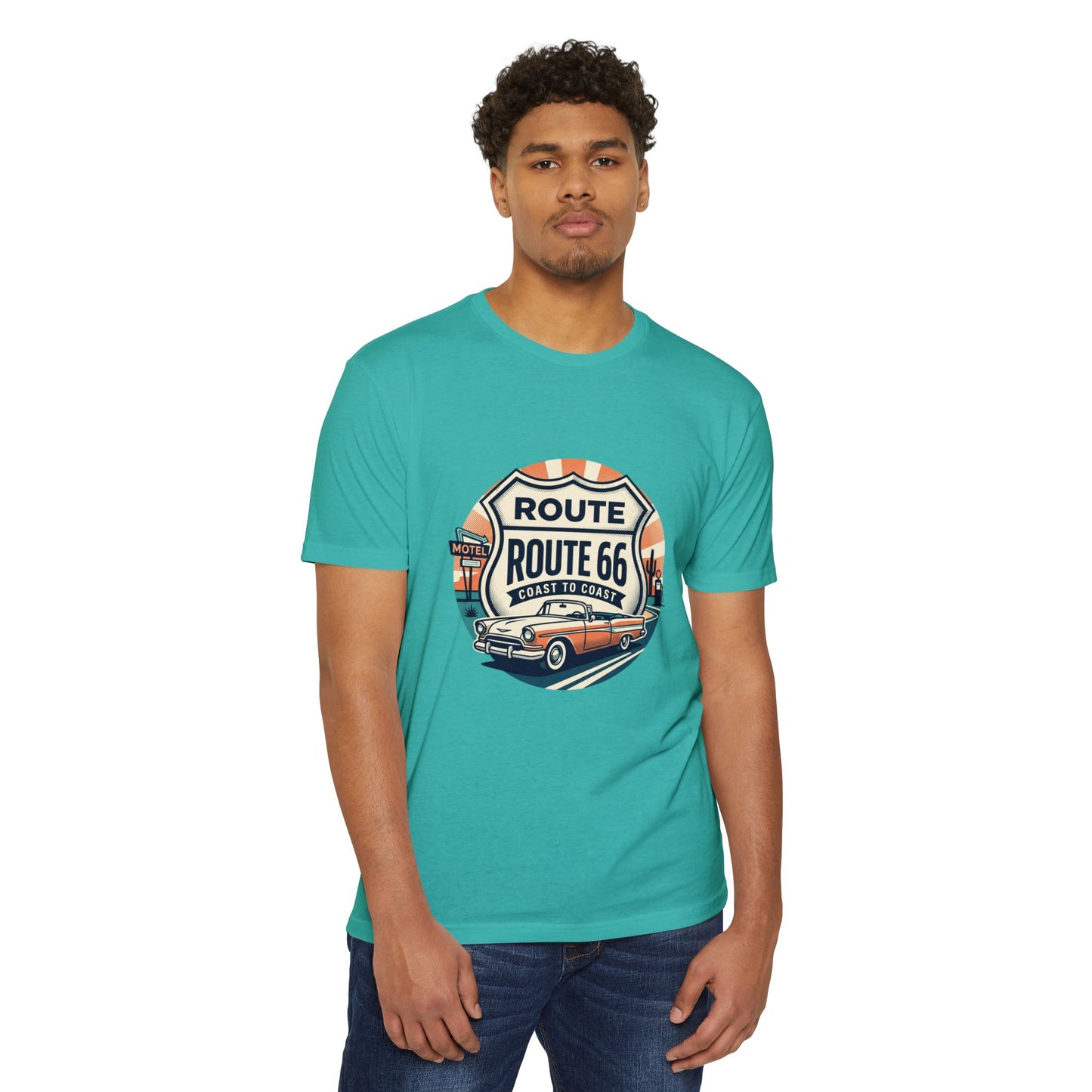 Route 66 Vintage Car T-Shirt — Classic Road Trip Retro Tee