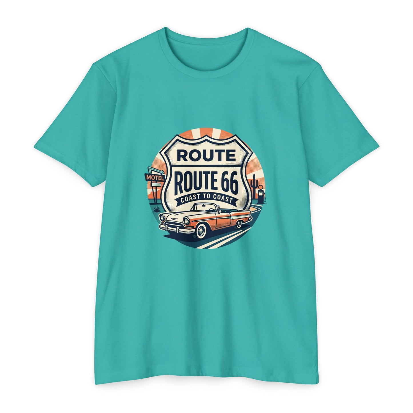Route 66 Vintage Car T-Shirt — Classic Road Trip Retro Tee