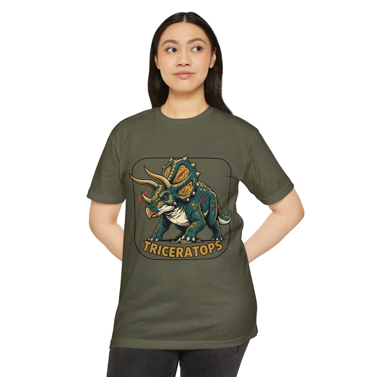 Triceratops Graphic T-Shirt — Retro Dinosaur Tee for Kids & Adults