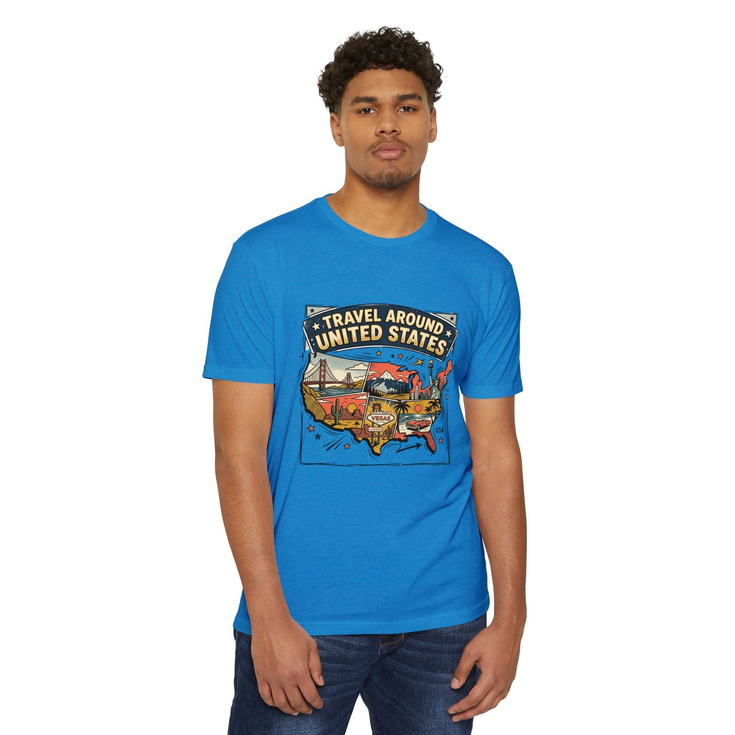 Vintage USA Road Trip Map T-Shirt — Travel Around United States Tee