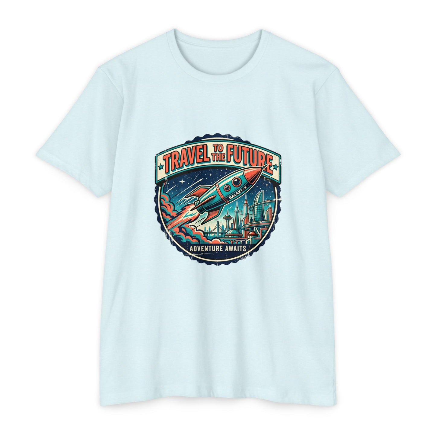 Travel the Future Rocket T-Shirt — Adventure Awaits Vintage Space Tee