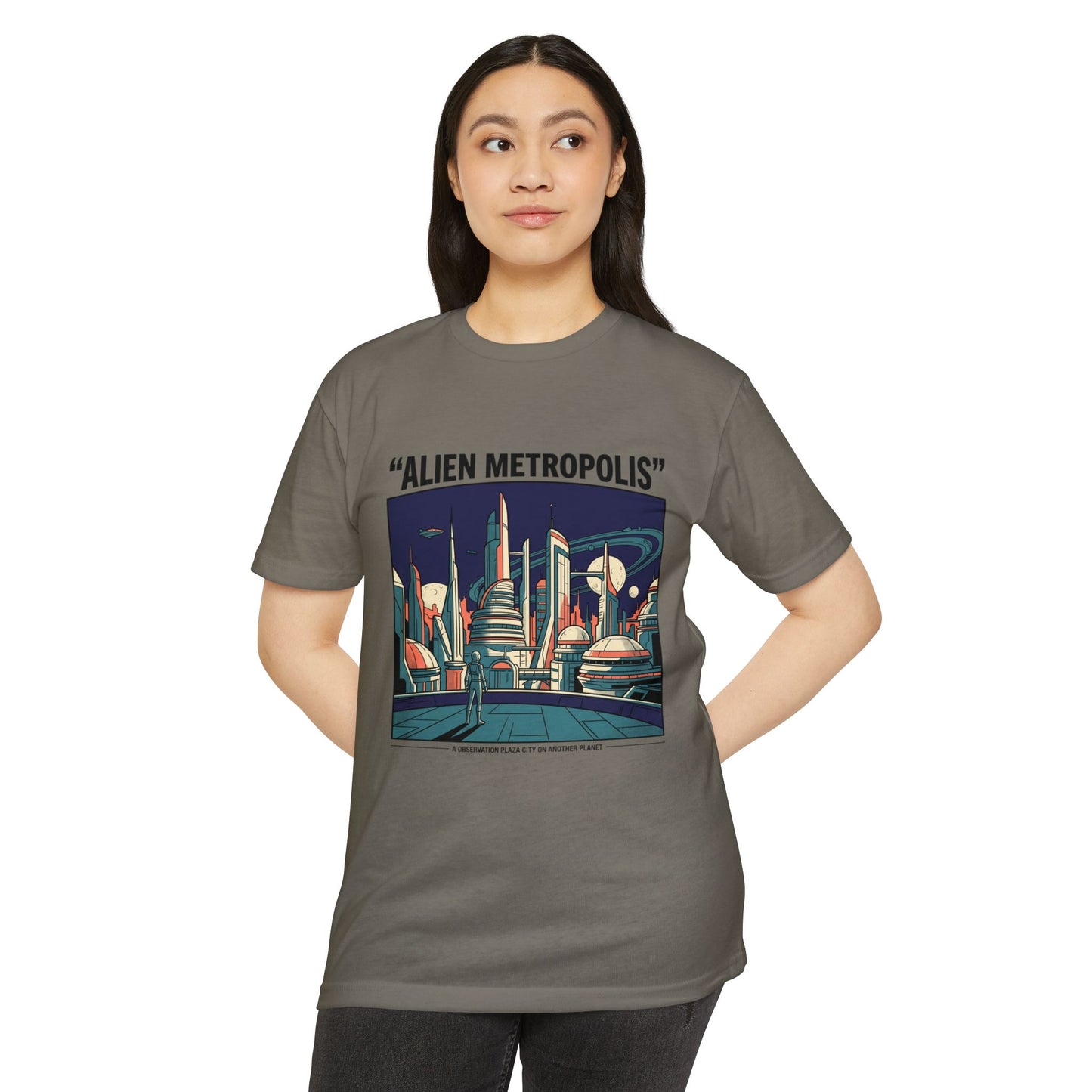 Alien Metropolis Retro Futuristic Sci‑Fi City T-Shirt