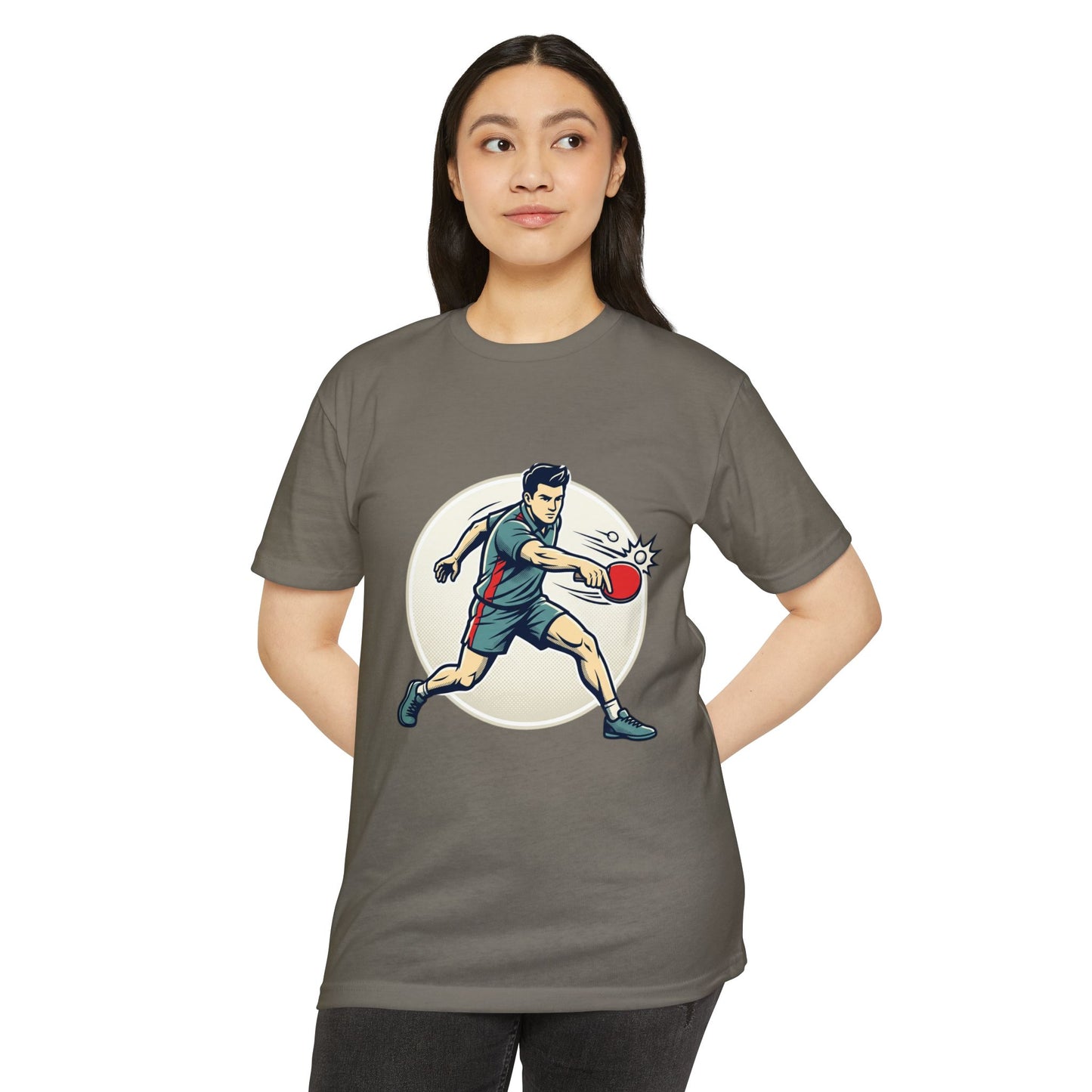 Table Tennis Player Illustration T-Shirt — Ping Pong Athlete Graphic Tee
