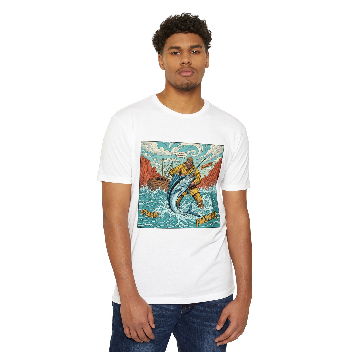 Retro Fisherman 'FWOSH' Fishing Graphic T-Shirt