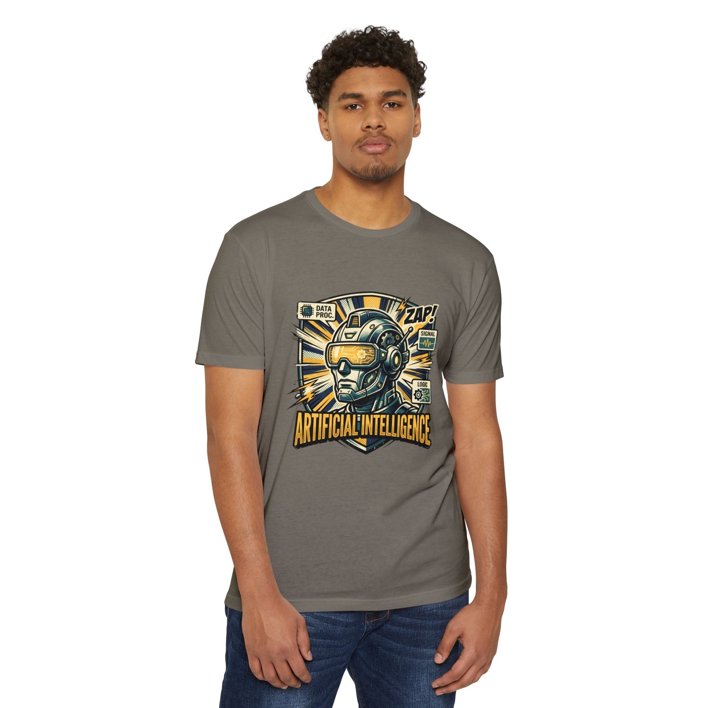 AI Robotics Graphic T-Shirt — "Artificial Intelligence" Retro Helmet Design