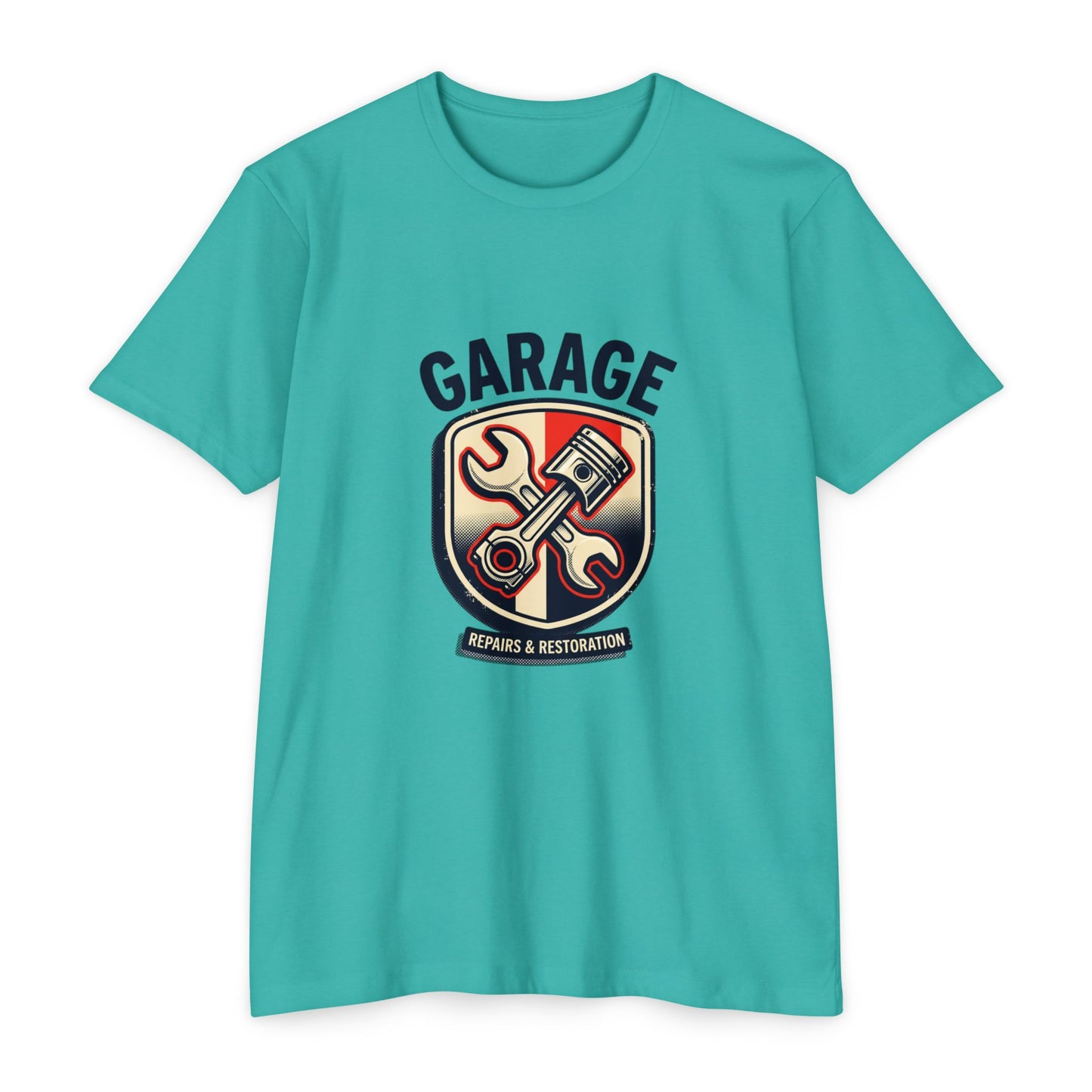 Garage Repairs & Restoration T-Shirt — Mechanic Tools Crest Tee