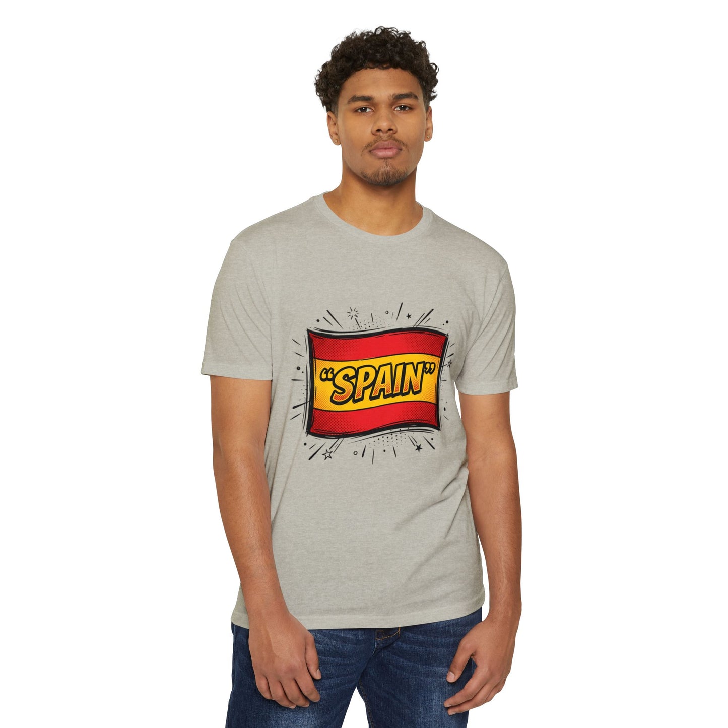 Spain Retro Comic Flag T-Shirt — 'SPAIN' Graphic Tee