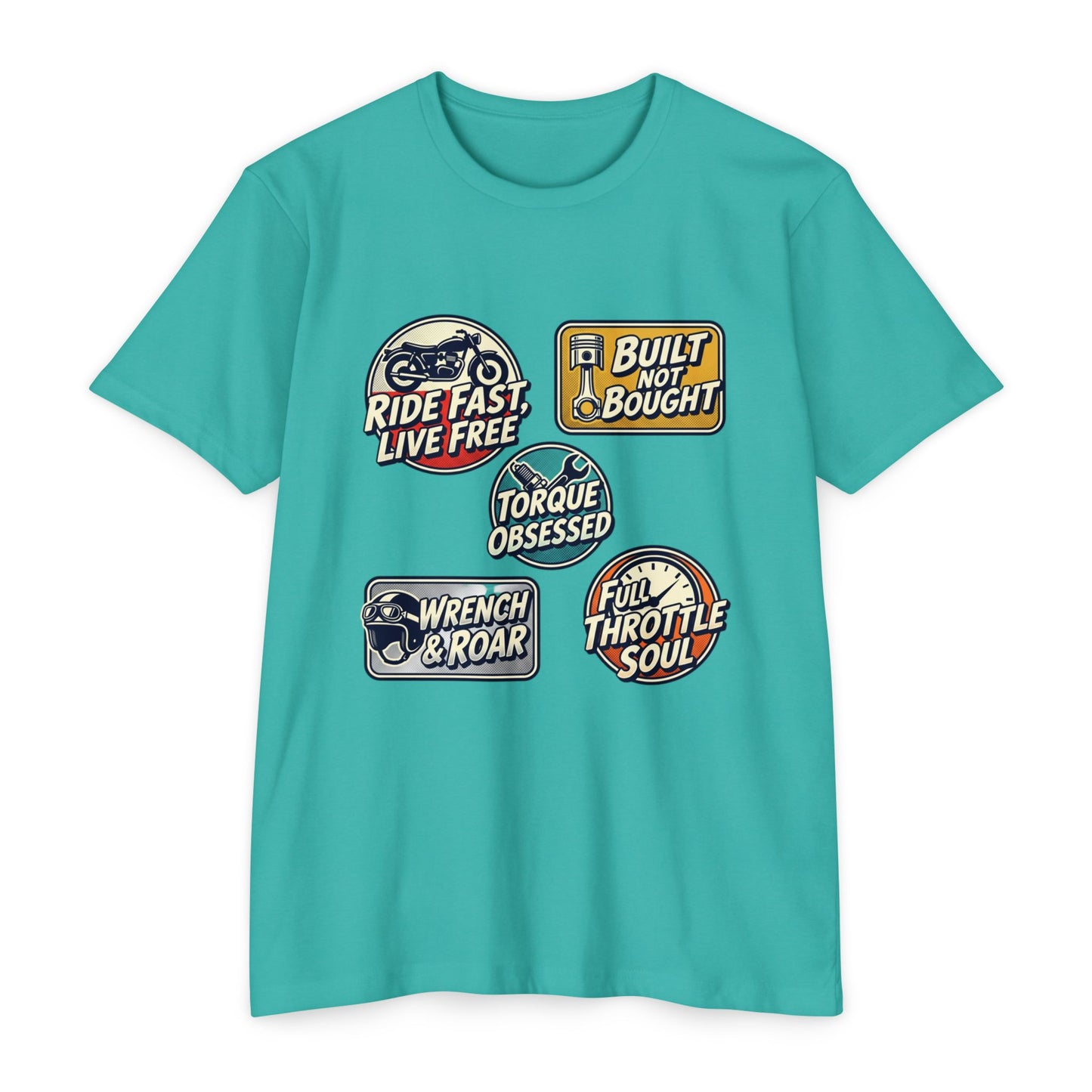 Built Not Bought Vintage Motorcycle Badge T-Shirt