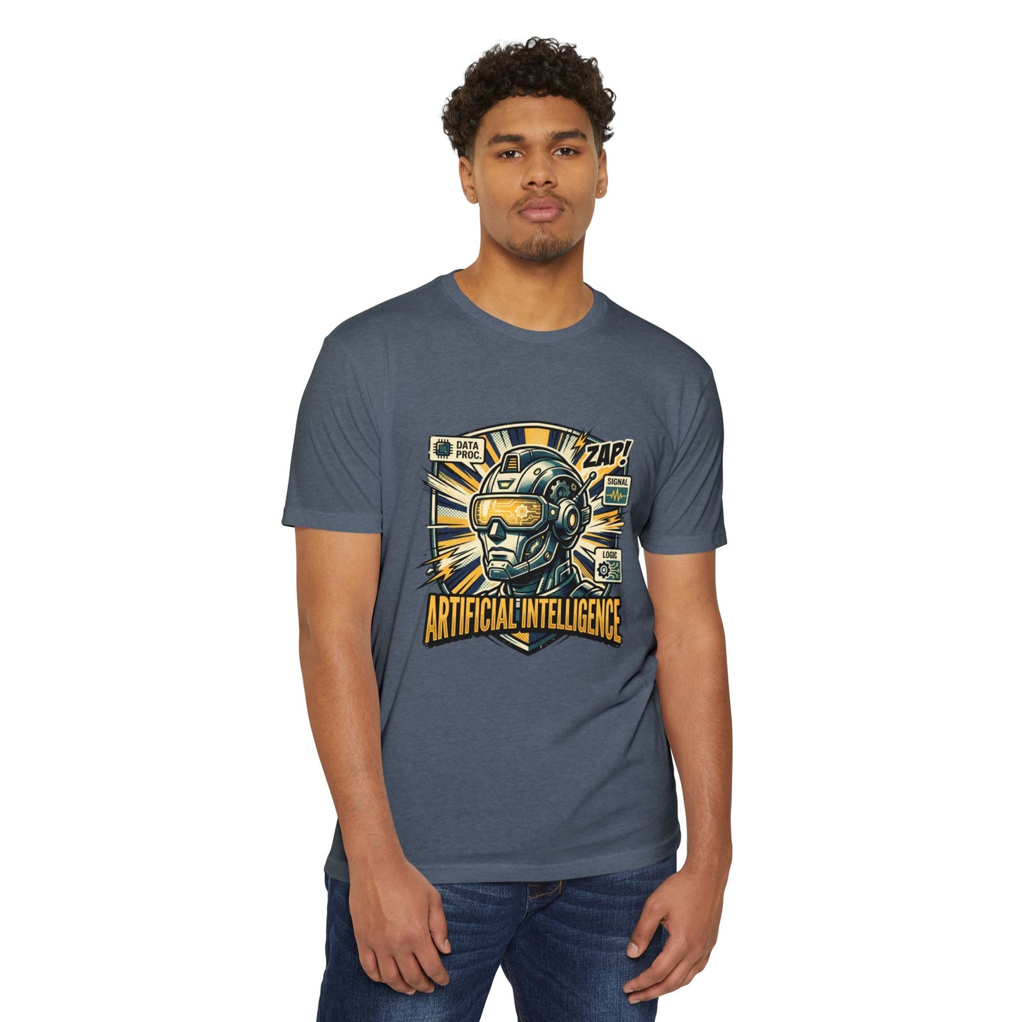 AI Robotics Graphic T-Shirt — "Artificial Intelligence" Retro Helmet Design