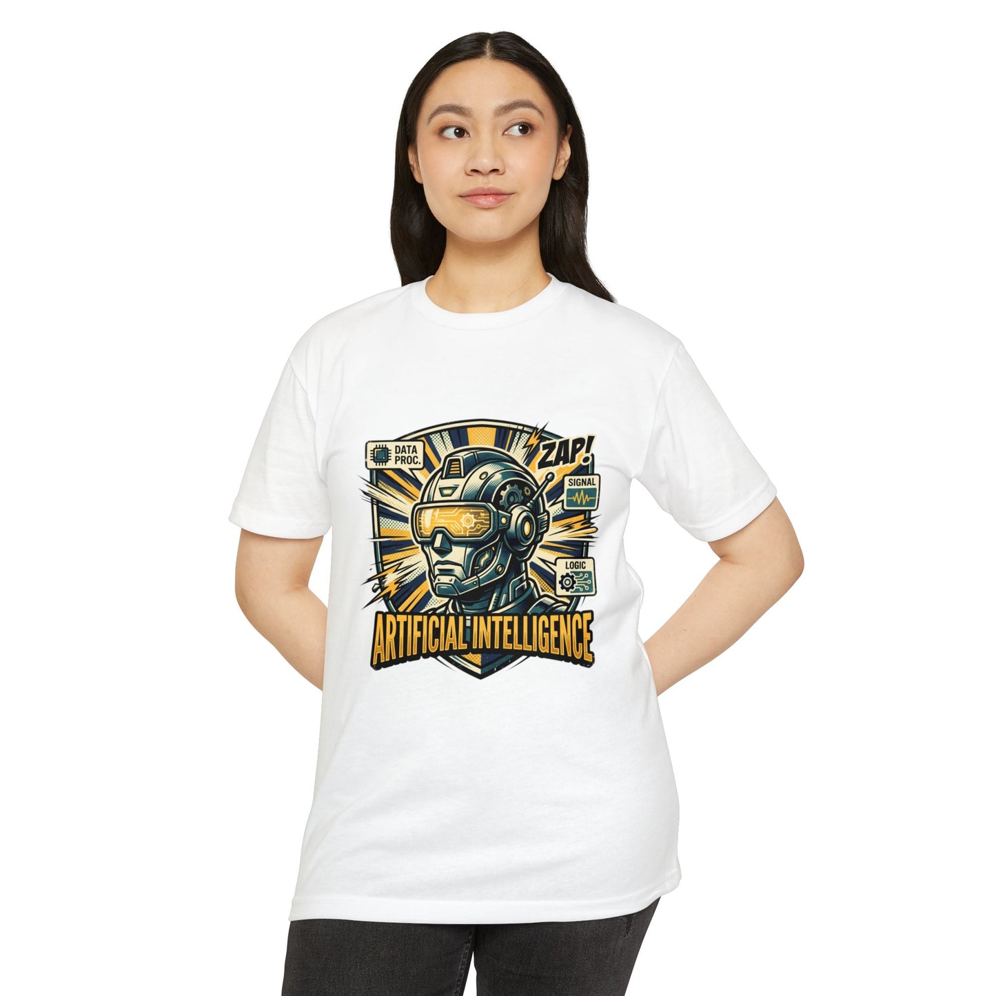 AI Robotics Graphic T-Shirt — "Artificial Intelligence" Retro Helmet Design