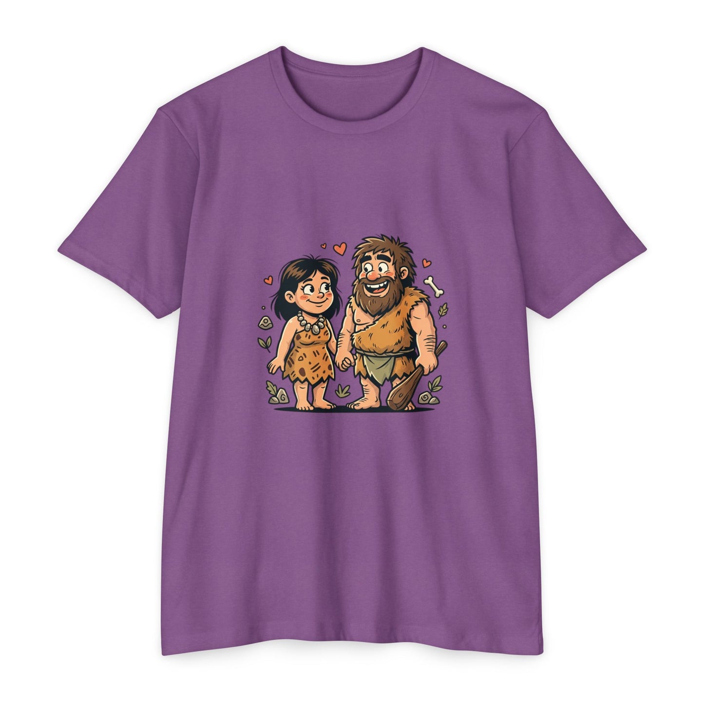 Caveman Couple Cartoon T-Shirt — Cute Prehistoric Love Graphic Tee