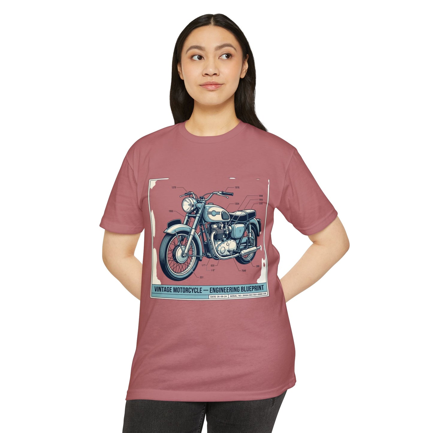 Vintage Motorcycle Blueprint T-Shirt — Classic Engineering Bike Tee