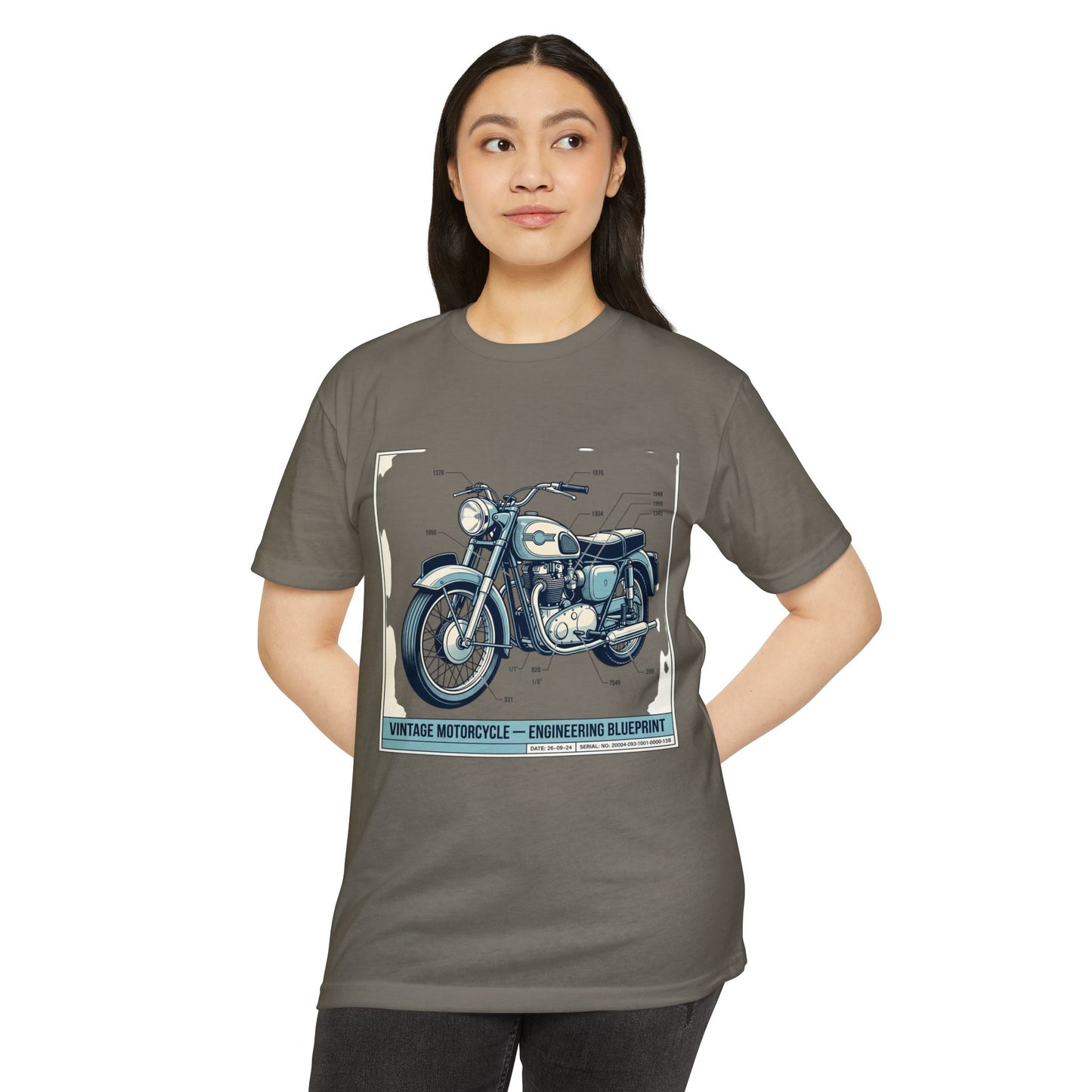 Vintage Motorcycle Blueprint T-Shirt — Classic Engineering Bike Tee