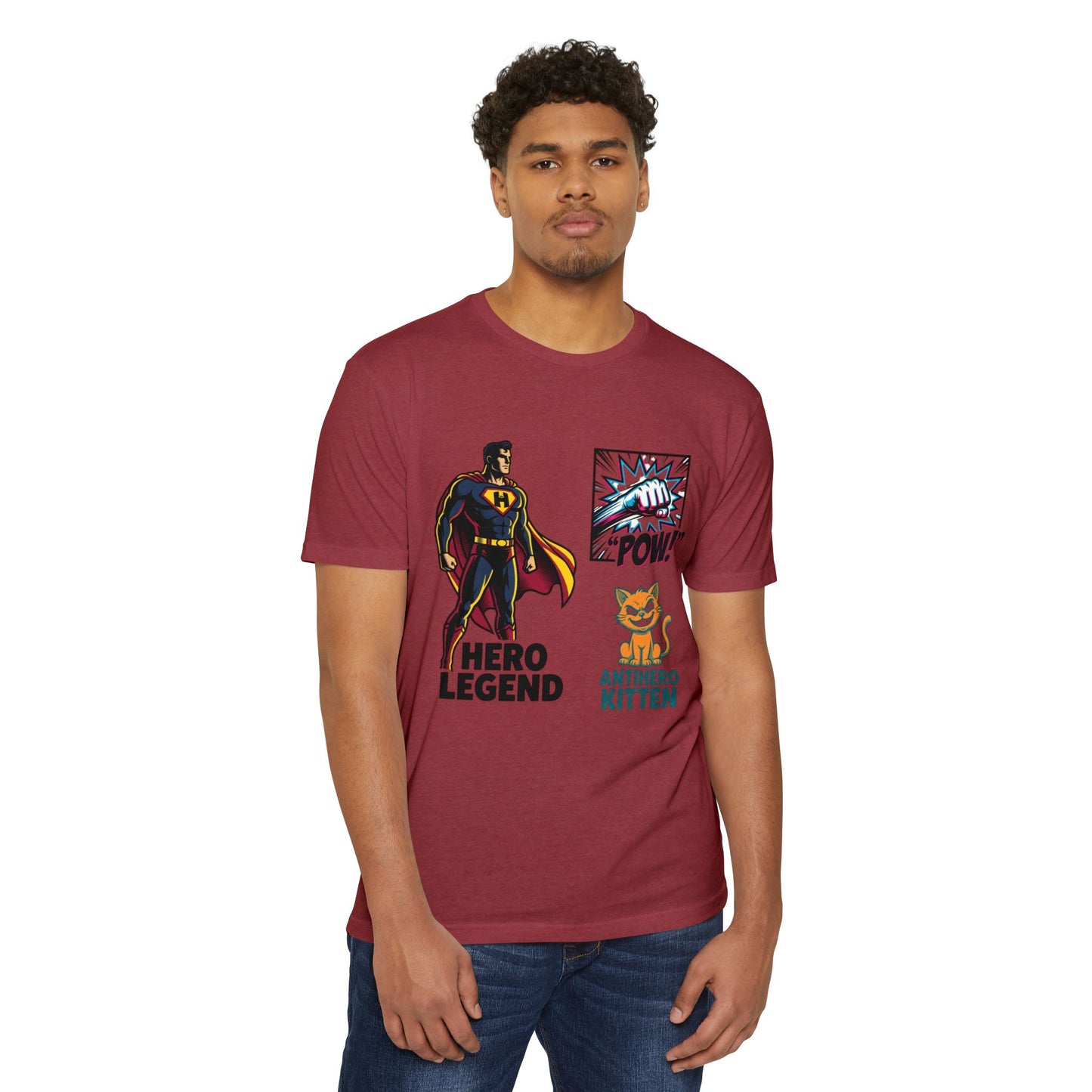 Hero Legend vs Antihero Kitten T-Shirt — Funny Comic Superhero Tee
