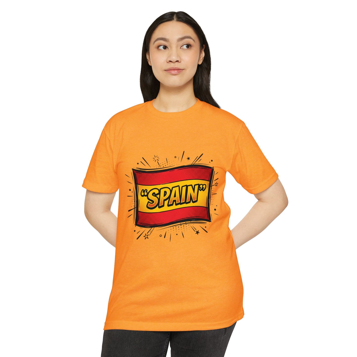 Spain Retro Comic Flag T-Shirt — 'SPAIN' Graphic Tee