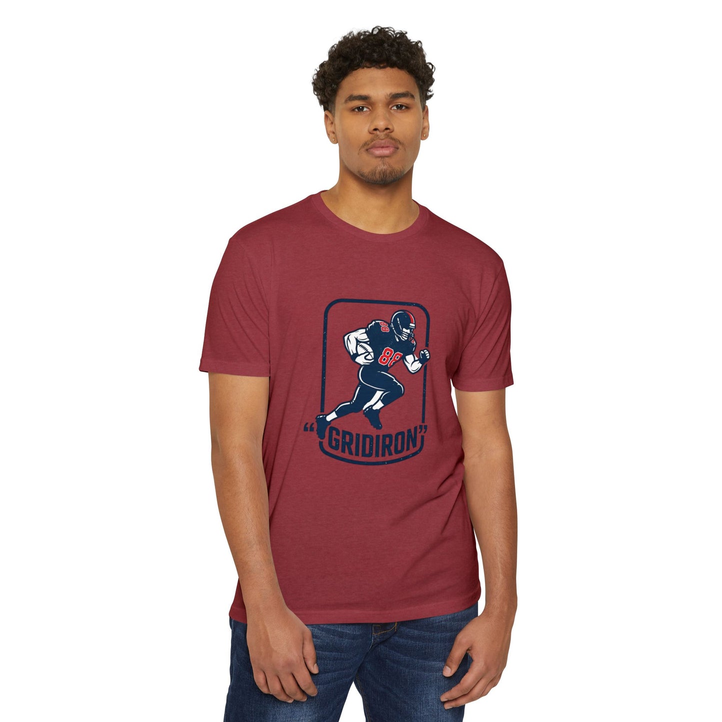 Gridiron Football Player T-Shirt — Retro Helmet Design
