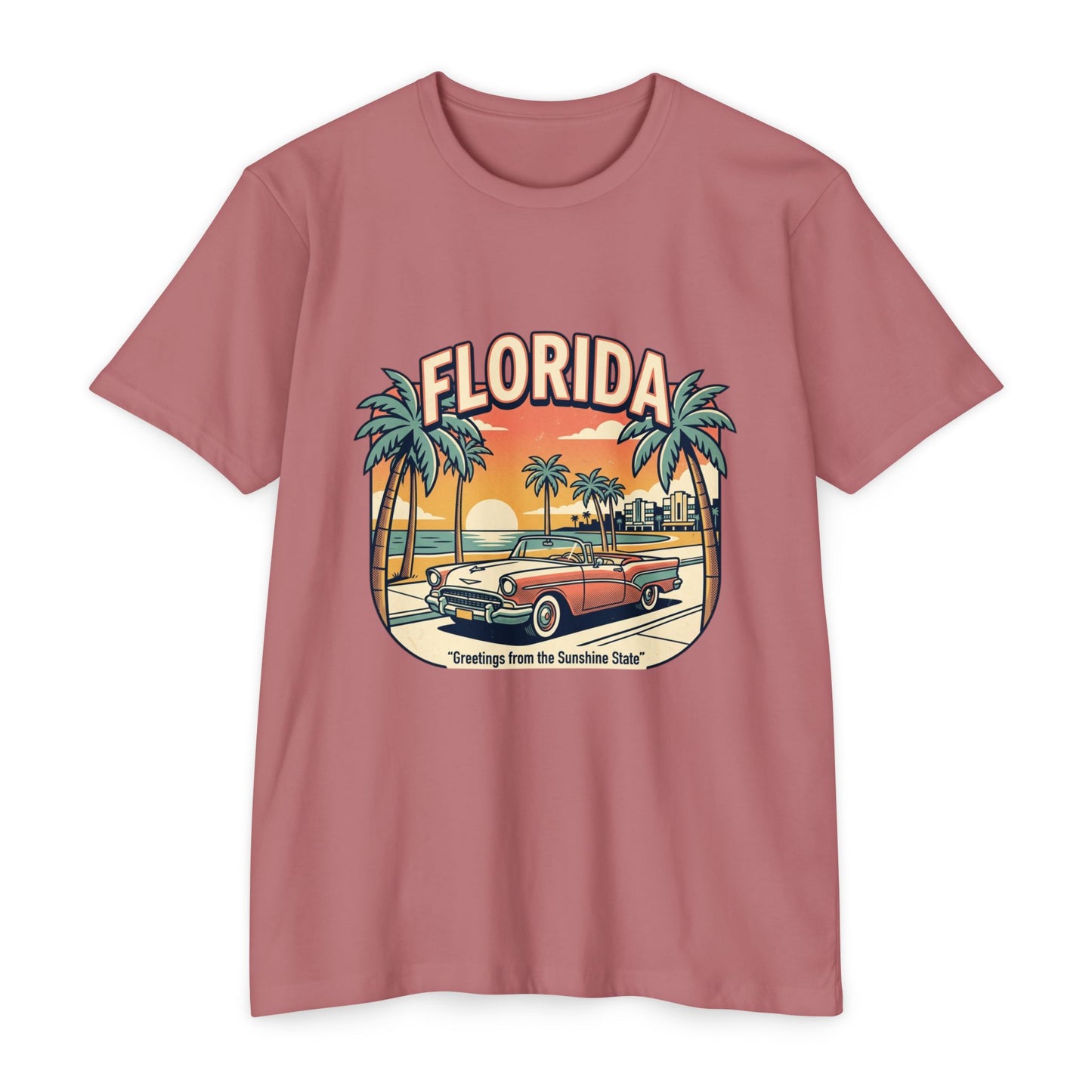 Florida Vintage Sunset T-Shirt — "Greetings from the Sunshine State"