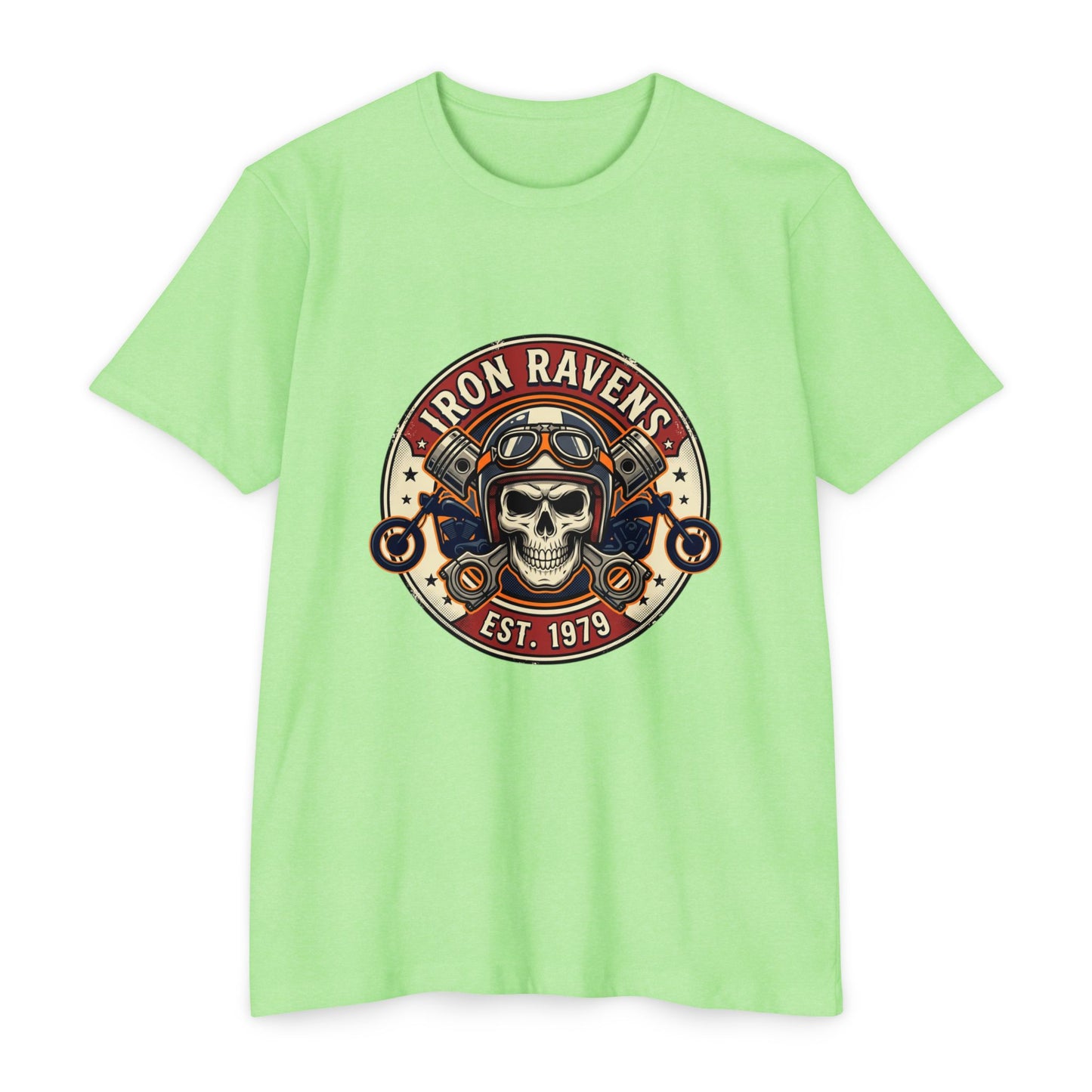 Iron Ravens Skull Motorcycle T-Shirt — Vintage Biker Graphic Tee (Est. 1979)