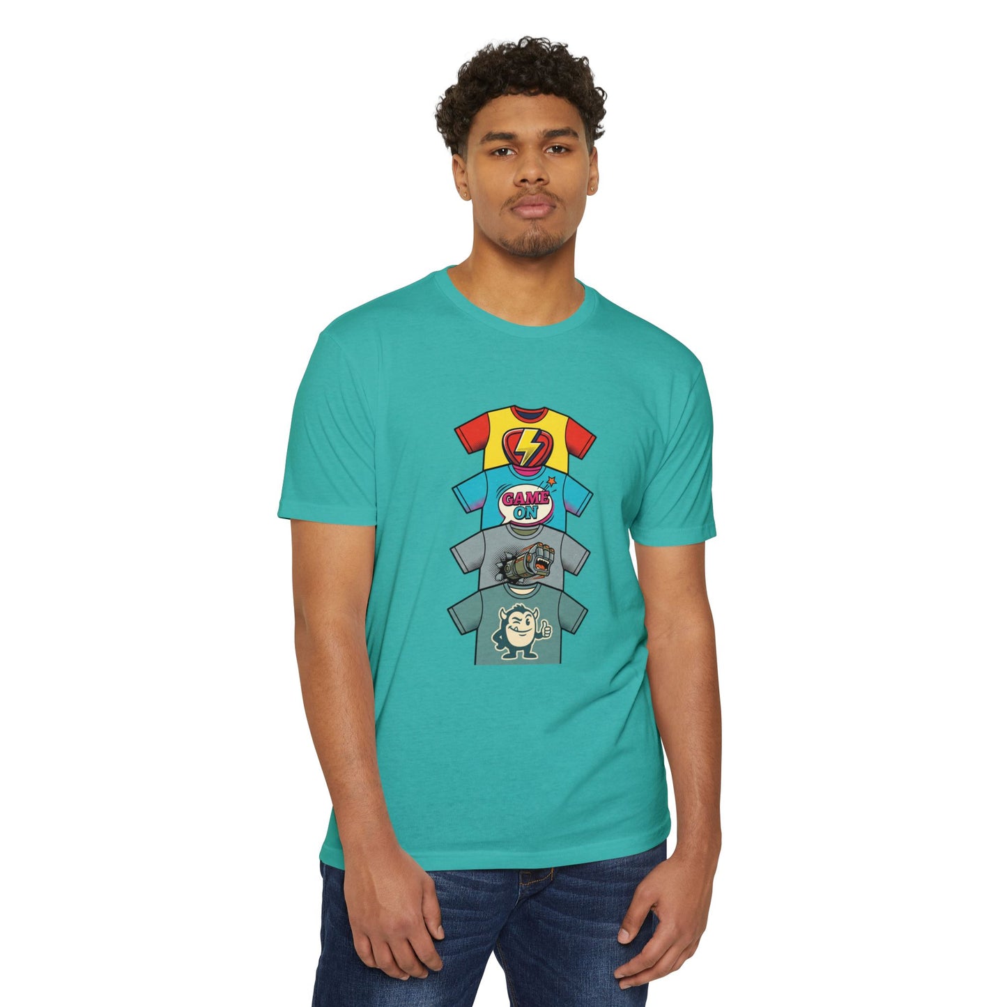 Playful Superhero Gamer Graphic T-Shirt