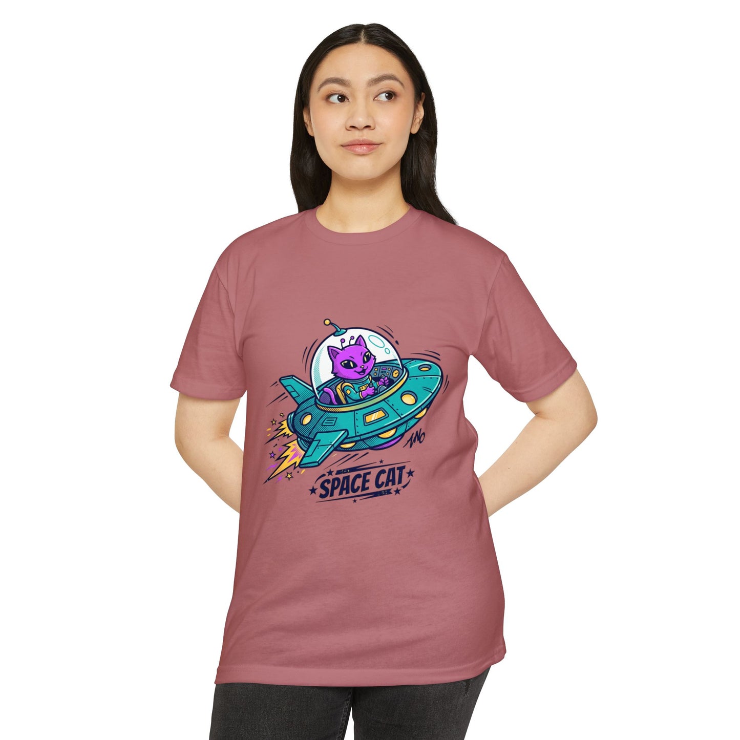 Retro Space Cat T-Shirt — UFO Graphic Tee