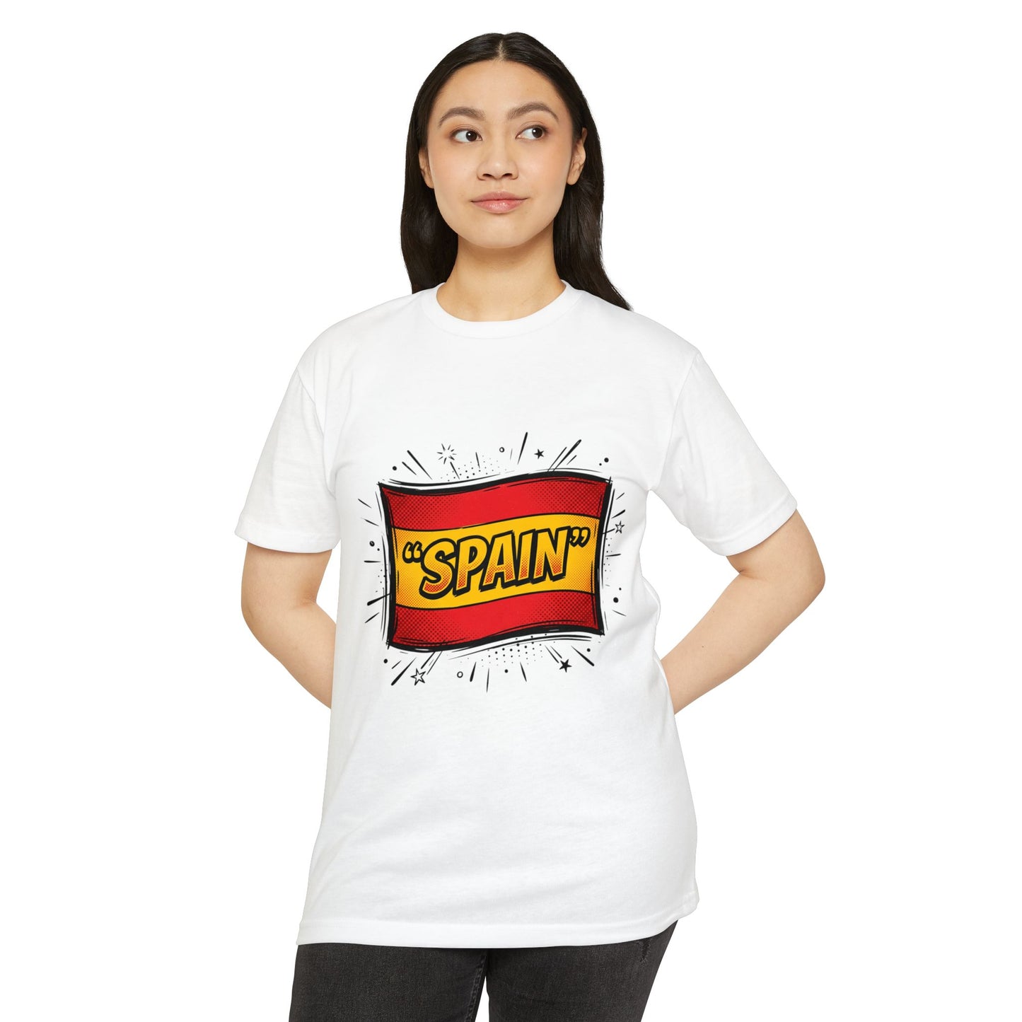 Spain Retro Comic Flag T-Shirt — 'SPAIN' Graphic Tee
