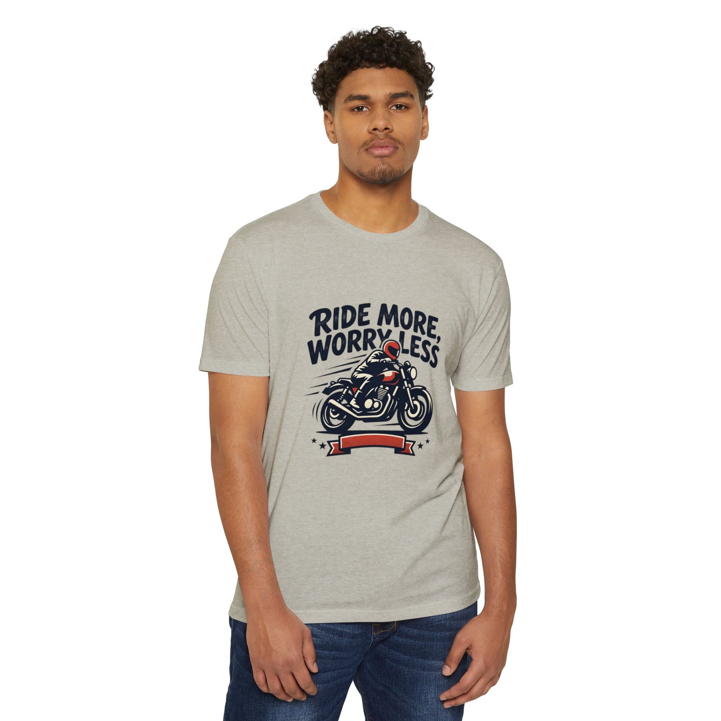 Ride More Worry Less Motorcycle T-Shirt — Biker Tee for Riders & Enthusiasts