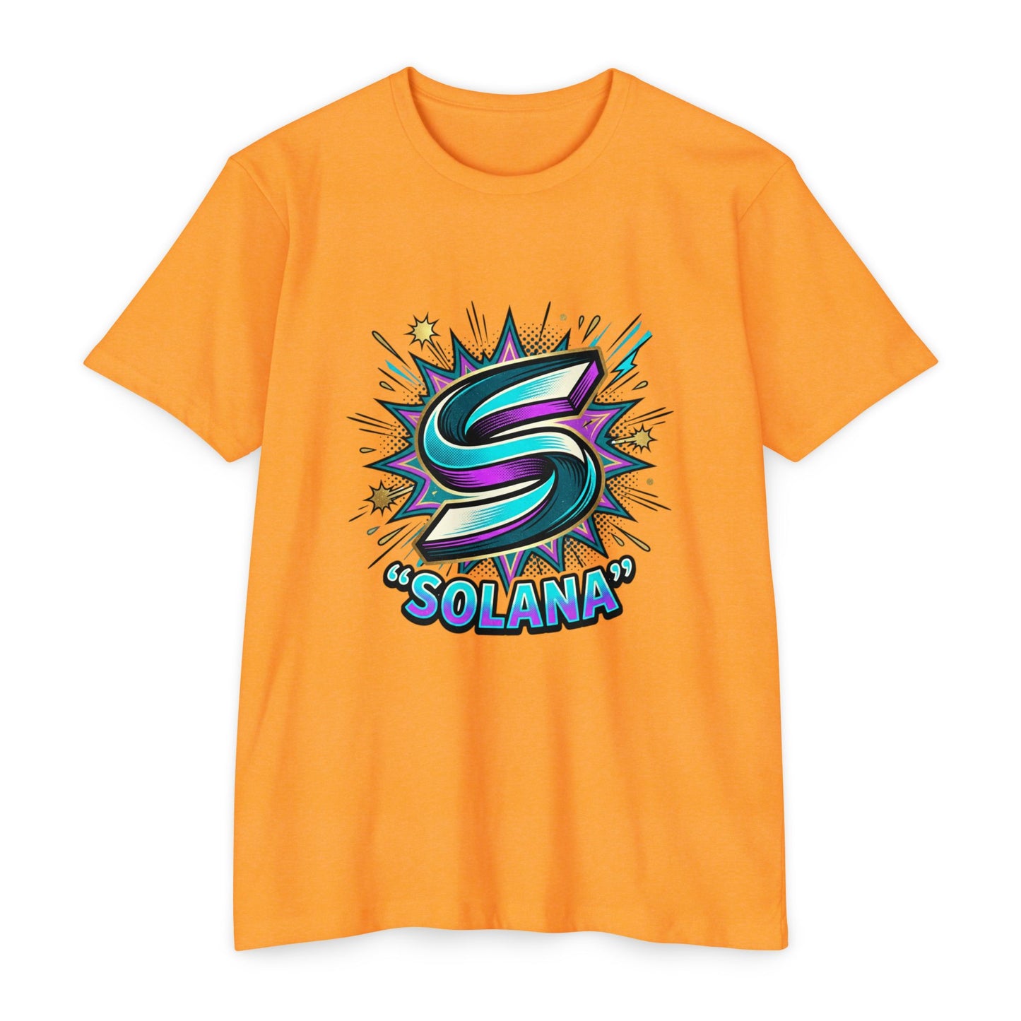 Camiseta com o logotipo Solana Comic — Camiseta Cripto Retrô Gamer