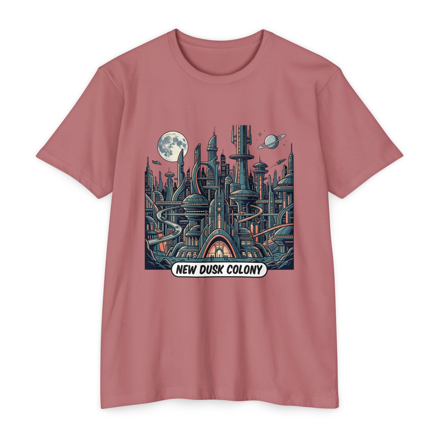 Retro Futuristic Cityscape T-Shirt — New Dusk Colony Tee