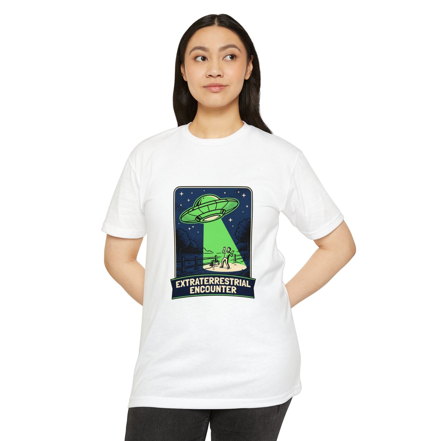 Alien Abduction T-Shirt — “Extraterrestrial Encounter” Vintage UFO Graphic